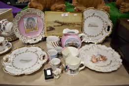 A mixed selection of items comprising a photograph of the west end pier of Morecambe and two