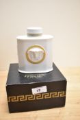 A Rosenthal porcelain Versace lidded Gorgona flask, measuring 13cm high and with box