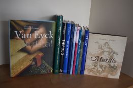 Art. Famous Artist Monographs. Includes: Murillo; Van Eyck; Tiepolo; Hans Memling; etc. Hardbacks in