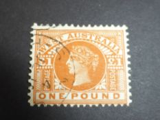 WESTERN AUSTRALIA 1902 £1 ORANGE BROWN FINE USED (CTO) SG128 Fine used example of this top value