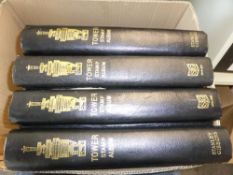 WORLD STAMP COLLECTION IN 4 TOWER STAMP ALBUMS, ALL ERAS SEEN, THOUSANDS OF STAMPS Large world