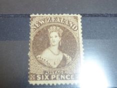 NEW ZEALAND 1864 6d BROWN CHALON UNUSED FRESH APPEARANCE 6d Brown Chalon thought to date 1864, value