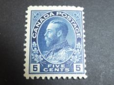 CANADA GV 1911 5c INDIGO MOUNTED MINT (SG 206) Mounted mint example of this GV value from 1911.