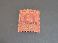 GOLD COAST 1902 EVII 20 SHILLING (TOP VALUE) OPTD SPECIMEN - FINE MINT (SG 48s) 1902 20/- purple &