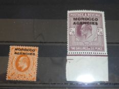 MOROCCO AGENCIES 1913 HARRISON 4d ORANGE & SOMERSET HOUSE 2/6- OPTD MINT Duo of stamps, both from