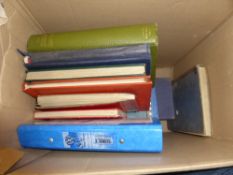 BOX WITH 22 WORLD & OMNIBUS STAMP COLLECTIONS - ALL ERAS NOTED Hefty box with generally mid format