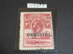 BASUTOLAND 1934 1d SCARLET OPTD OFFICIAL, FINE USED, WITH RPS CERT. (SGO2) C/V £4,000 1934 1d