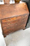 A Georgian oak bureau, approx width 97cm