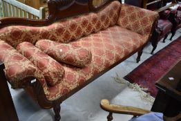 A reproduction roll end settee, width approx. 210cm