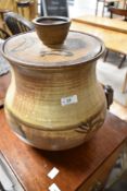 A Studio Pottery lidded jar, incised marks to base, Ridgeway Pottery