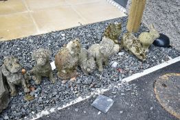 A selection of concrete garden ornaments