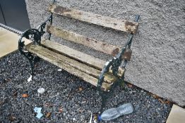 A metal garden bench with slatted wood seat, length approx. 99cm