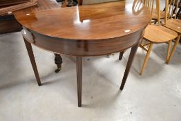 A 19th Century mahogany 'D end' demi lune side table, width approx. 107cm