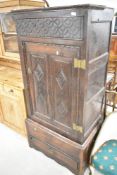 A period oak composite narrow cupboard, dimensions approx. H171 D54 W77cm
