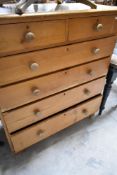 A Victorian pine chest of two over four drawers, approx. height 128cm