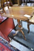A Victorian mahogany occasional table having turned column and triple splay legs, approx 46 x 41cm