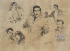 Colin Bithell (20th Century) a signed monochrome screen print depicting the opera star Mario