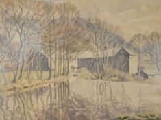 Graham Hoggarth (1882-1964) watercolour, Lake District mill scene, signed and indistinctly