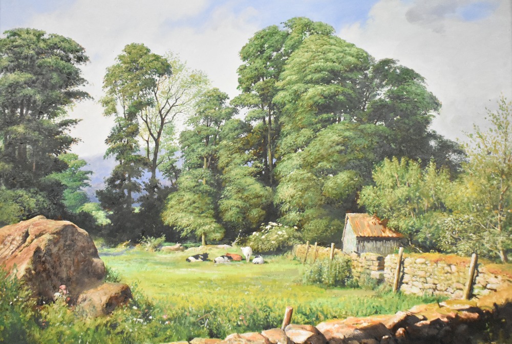 *local interest, Geoffrey H Pooley (British 1908-2006) oil on board 'Siesta in The Hyning' (