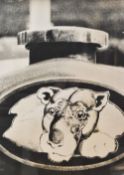 20th Century, photographic print, A close up shot of a Lioness manufacturing plaque, framed and