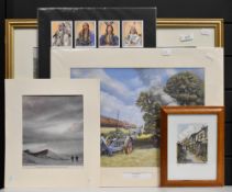 20th Century School, watercolour, A mountainous landscape with lighthouse to the middle ground,