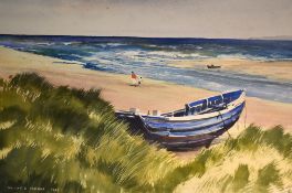 Walter F Parker (British 1914-2010) watercolour, The Dunes at Alnmouth, Northumberland, coastal