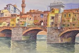 Giovani Ospitali (1927-2016, Italian), watercolour, 'Firenze: Ponte Vecchio', signed to the lower