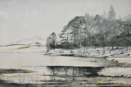 After Philip Alder (Local contemporary) a limited edition print, Blea Tarn in Winter, signed and