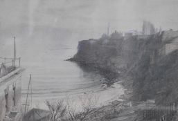 After William Bell Scott (1811-1890, British), coloured print, 'King Edward's Bay, Tynemouth',