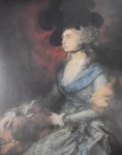 After Thomas Gainsborough (British, 1727-1788). Colour print of a seated portrait of Mrs. Sarah