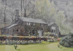 James Coates Railton (b.1920, British), watercolour, The Wyke Cottage, Grasmere and its garden