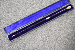An HM silver mounted conductors baton, in presentation case to W Rhodes Esq, JP (Ingleton Wesleyan
