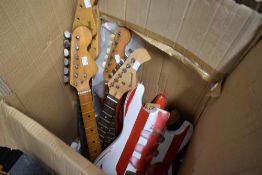 A mixed ot of vintage guitar parts, including: 1960s Burns Bison guitar neck with bolts and