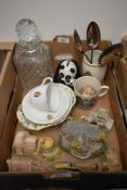 A Bohemian Crystal decanter, six Lilliput Lane houses including Village Shool, Bridge House and