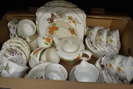 A selection of part tea services including a Royal Stafford 'Demure' having 19 pieces and a