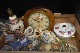 A Royal Worcester 'Evesham' casserole dish, a Mason's Ironstone blue 'Mandalay' table lamp, a