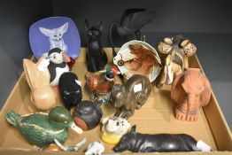 A selection of 20th Century animal studies, to include a Sylvac rabbit, a glazed pottery duck on
