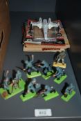 Nine Commando Magazines mainly 9p & 10p, nine Britains Military Figures on bases, International