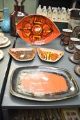 A selection of Poole 'Aegean' pattern pottery dishes, factory mark to base, largest 30cm, sold