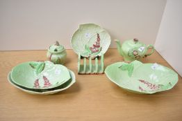 A good selection of assorted Carlton ware pottery, comprising of tea pot, sugar bowl, toast rack,