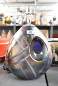 A contemporary Poole pottery iridescent lamp, h36