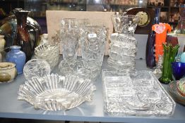 A group of vintage cut glass, to include a vase of cylindrical form, 23cm and five candy bon bon