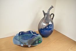 An unusual abstract ceramic water vessel, 40cm, sold together with another ceramic bowl of similar
