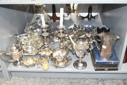 A large group of late 19th / early 20th century silver plated dinner wares, to include a 1/2 pint