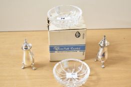 A pair of 20th century Waterford Crystal dishes with original box, eched 'waterford'on edge of dish,