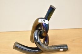 A 1980s John Ditchfield 'Glasform' twisted knott sculpture, 17cm, makers mark to base, slightly