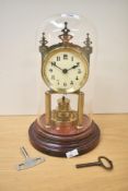An early 20th century 400 day anniversary clock by Gustov Becker with compensated disc pendulum,