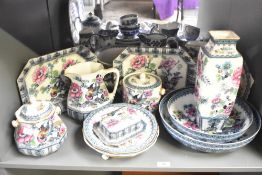 A collection of late 19th / early 20th century Losol Ware in the 'Shanghai' pattern, decorated