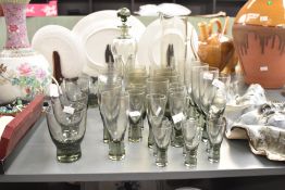 An attractive 1950's suite of tinted glassware by Danish designer Jacob E. Bang, approximately 36