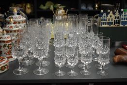 A large group of vintage German Holdfast Cordial crystal glasses, approx. 38 pieces